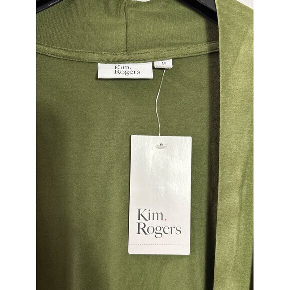 Kim Rogers Open Front Cardigan Olive Green Bell Sleeve Size M New - Picture 7 of 8